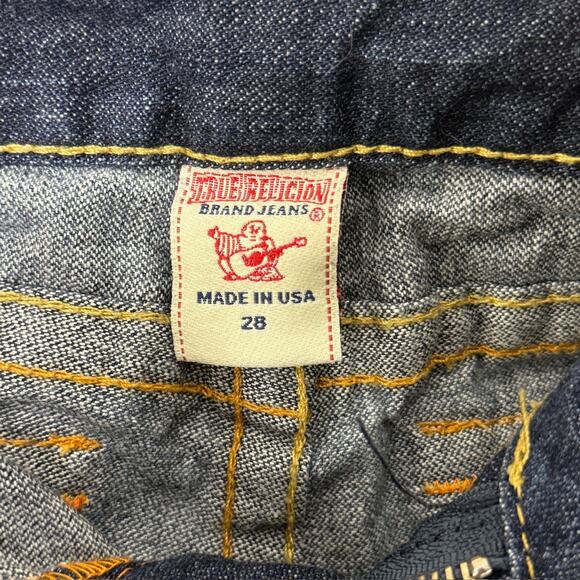 True Religion Joey Low Rise Micro Mini Cut Off Blue Denim Jean Shorts Size 28 - Picture 3 of 8